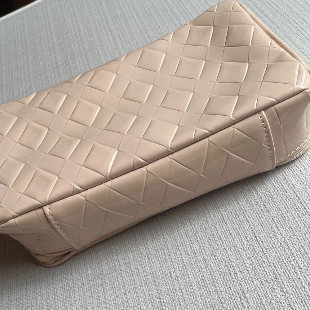 MAC Cosmetics Blush Beige Quilted Patent Cosmetic Bag travel case - Brand New